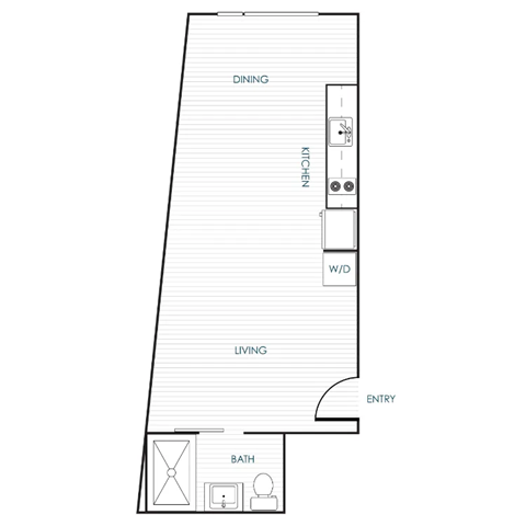 Floor plan for studio, 1 bath, 502 sqft